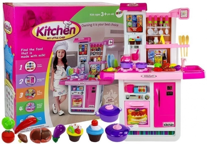 Cucina rosa per bambini con acqua e suoni