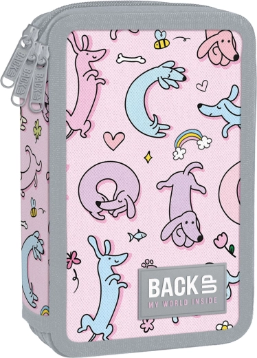 Astuccio scolastico a tre scomparti con accessori BackUP Cute Dogs