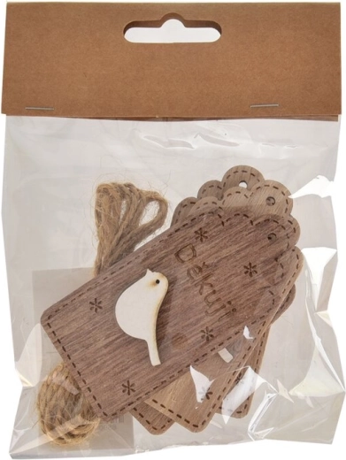 Targhetta in legno „Grazie“ marrone 4×8 cm (4 pz)
