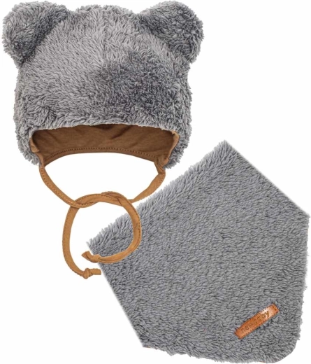 Set invernale per neonato con cappellino e foulard New Baby teddy bear grigio