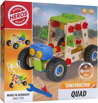 Heros set di costruzioni in legno 4 in 1 constructor quad (110 pezzi)