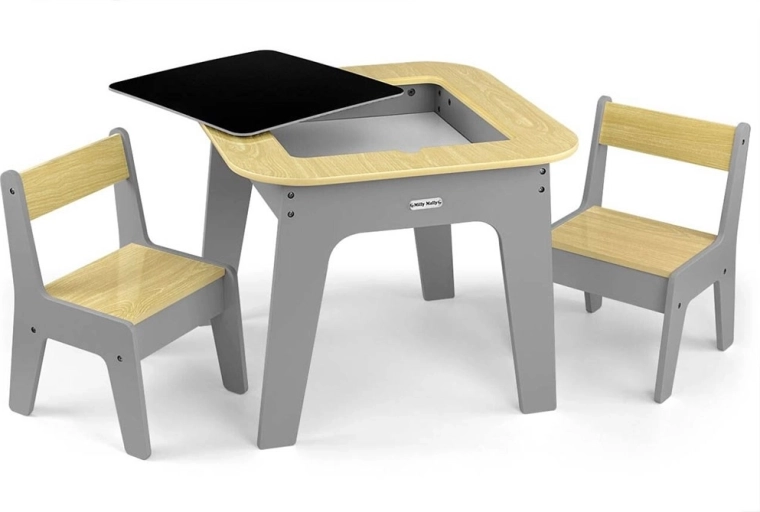 Piano bifacciale: mattoncini e lavagna per gesso