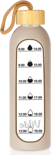 Bottiglia d’acqua in vetro Vilde con rivestimento in silicone beige 600 ml