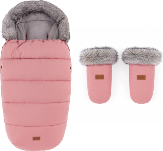 Set invernale Petite&Mars: sacco termico Comfy 4in1 e guanti per passeggino Fjora old rose