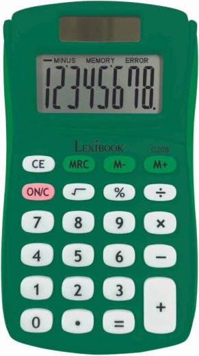 Lexibook calcolatrice tascabile 8 cifre, superficie gommata – verde