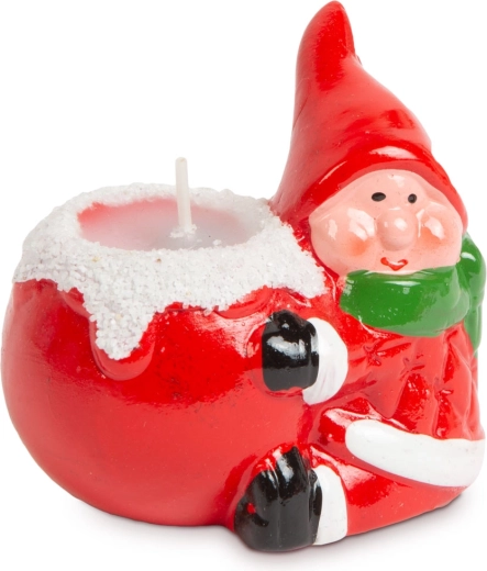 Candele natalizie con gnomo in ceramica