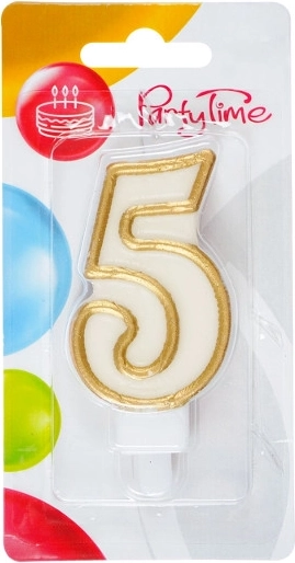 Candela di compleanno numero 5 dorata