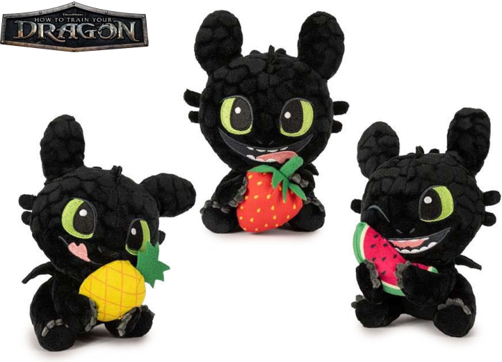 Drago di peluche Sdentato con frutta di Dragon Trainer, 25 cm