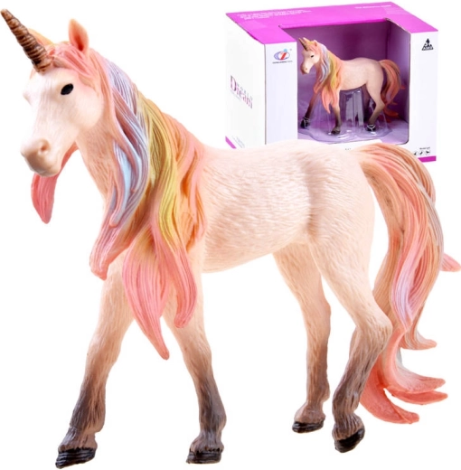 Figura da collezione di unicorno – Criniera arcobaleno pastello