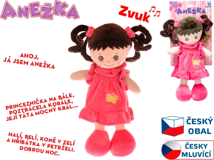Bambola di stoffa parlante e cantante Anežka 36 cm