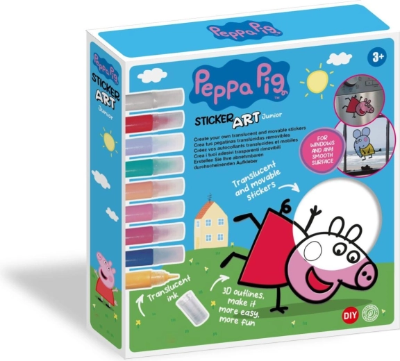 Set creativo di adesivi per finestre e disegni da colorare Peppa Pig con colori trasparenti 25 × 26,5 × 5 cm