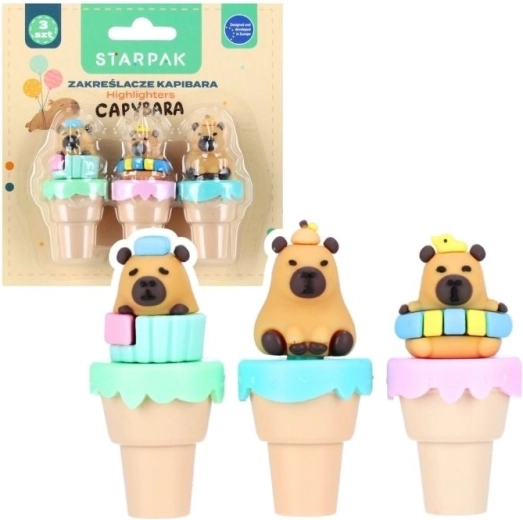 Mini evidenziatori Capibara (set da 3 pz)