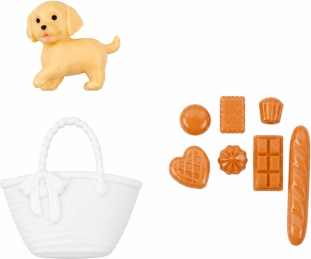 Cagnolino, borsetta e accessori da merenda