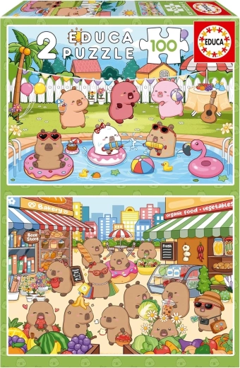 Puzzle Educa Capyfun 2×100 pezzi
