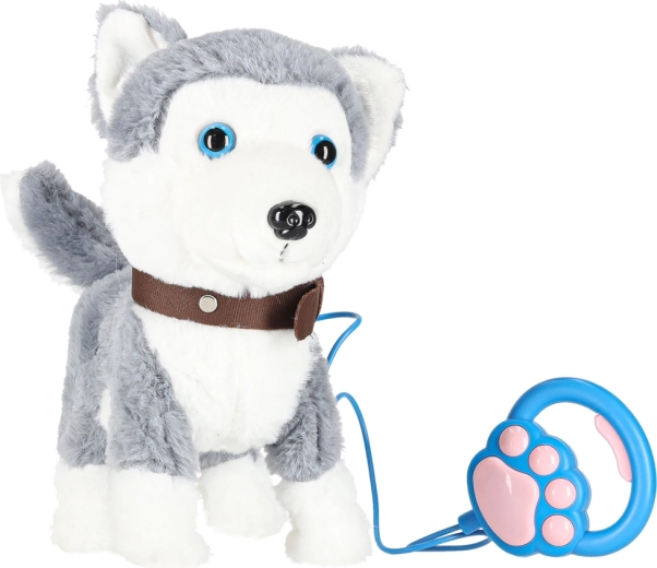 Cagnolino peluche interattivo Husky al guinzaglio