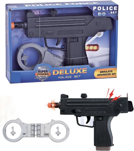 Mitraglietta e manette della polizia Sparkys per bambini