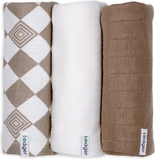 Lodger swaddler solid matcha, set da 3 pz 70 × 70 cm buffalo