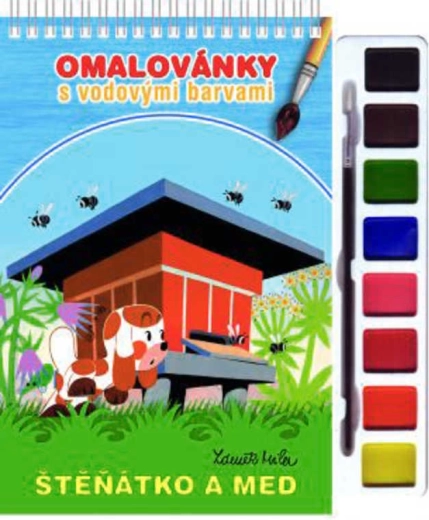 Akim album da colorare con acquerelli e pennello Cucciolo e miele