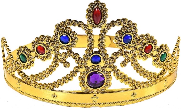 Corona di carnevale per principessa dorata con pietre preziose - 1 pezzo