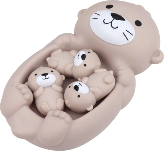 Famiglia di lontre galleggiante per un divertimento sensoriale