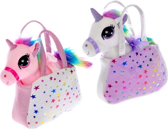 Unicorno di peluche con borsetta 20 cm