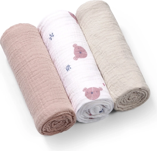 Babyono garze in mussola Super Soft 3 pz grigie 70 × 70 cm