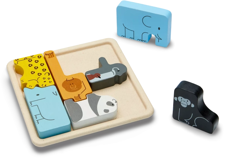 PlanToys puzzle in legno a incastro – animali
