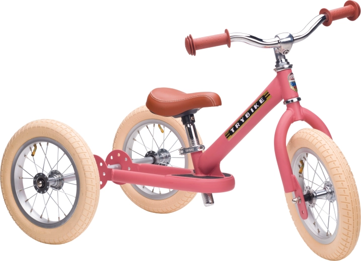 Trybike bici senza pedali per bambini 2 in 1 triciclo/balance bike rosa opaco