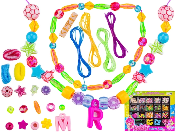 Set per la creazione di gioielli e decorazioni per capelli (elastici, perline e accessori) - 1 pezzo