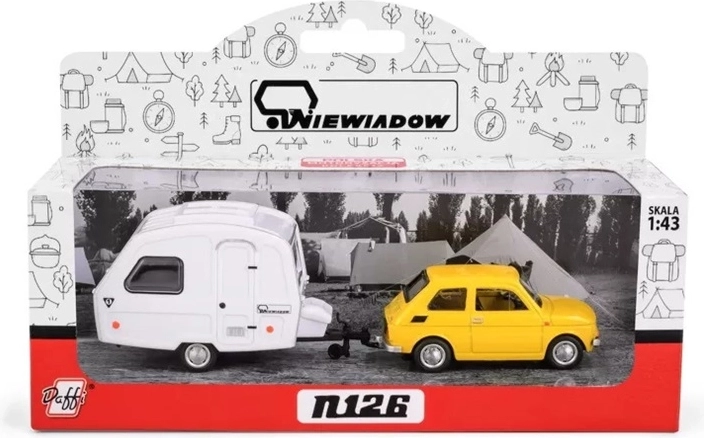 Fiat 126p con roulotte gialla Niewiadów (1:43)