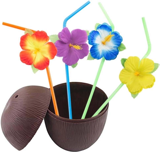 Bicchiere in plastica TORO con coperchio e cannuccia a forma di cocco 460 ml