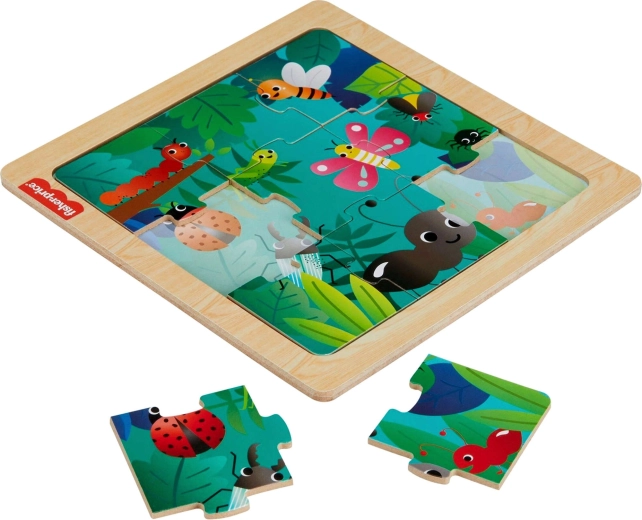 Puzzle in legno Fisher-Price Insetti nel bosco, 10 pezzi
