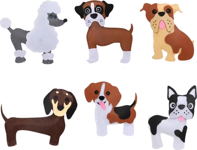 6 cagnolini in feltro in un unico kit