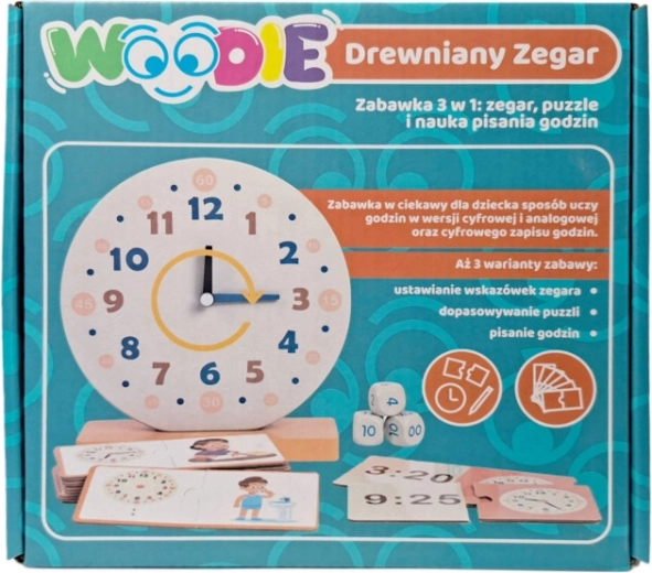 Orologio educativo in legno WOODIE 3in1