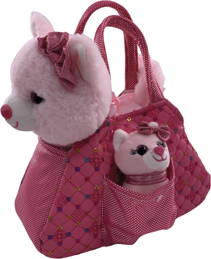 Borsa di peluche con gatto e gattino