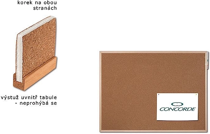 Bacheca in sughero bifacciale 30 × 40 cm con cornice in legno