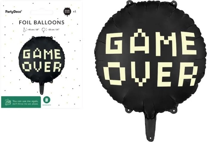 Palloncino in foil Game Over nero 45 cm