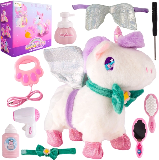 Unicorno di peluche con accessori a batterie