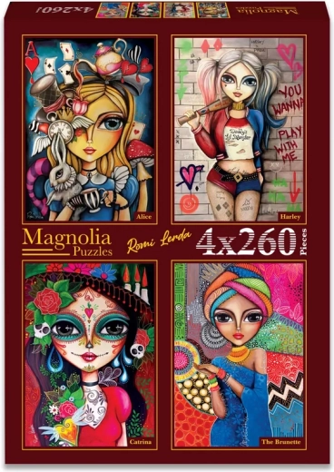 Puzzle Magnolia Alenka, Harley, Catrina e Bruneta 4×260 pezzi