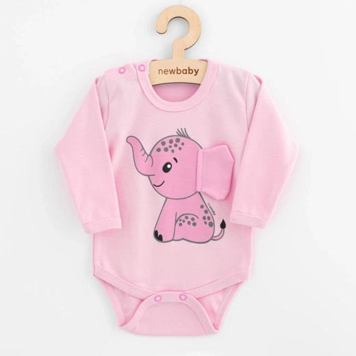 Body neonato a maniche lunghe New Baby Happy Elephant rosa 86 (12–18 mesi)