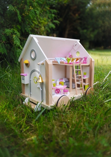 Tiny House Hygge – casetta in legno per bambole su ruote - 1 pezzo