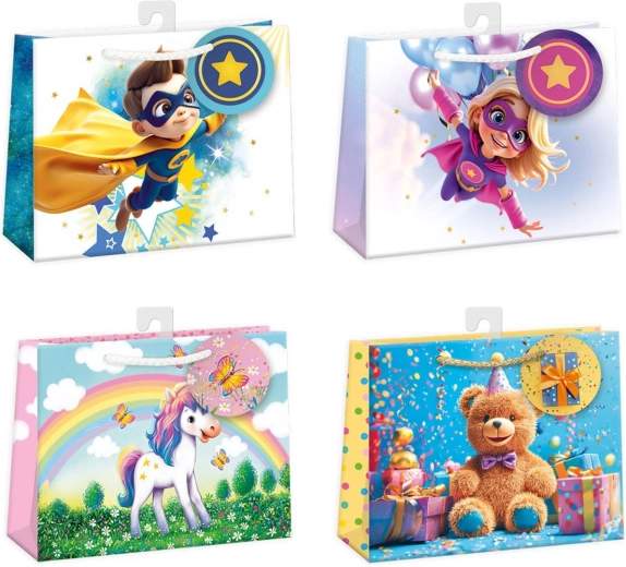 Borsa regalo in carta Argus 30 × 23 × 11,5 cm, mix di motivi - 1 pezzo