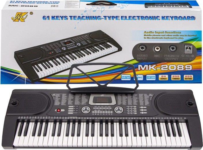 Organo elettronico a tastiera MK-2089 con 61 tasti e alimentatore
