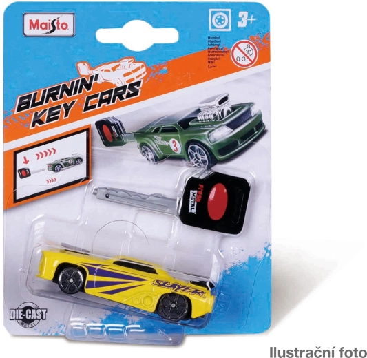 Maisto Burnin' key cars automobilina in metallo con chiave di lancio 8 cm (1:64) - 1 pezzo