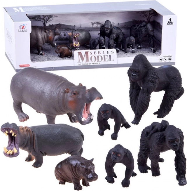 Set di animaletti safari con zebre e leoni – Gorilla e ippopotamo