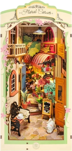 rotime 3D puzzle fermalibri angolo fiorito con illuminazione LED