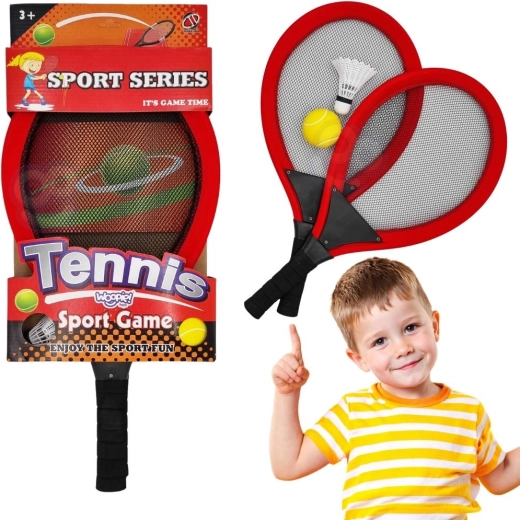 WOOPIE grandi racchette da tennis e badminton per bambini con set di pallina e volano