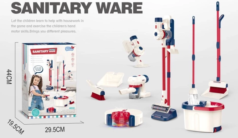 Set per le pulizie con mocio, aspirapolvere e robot pulente
