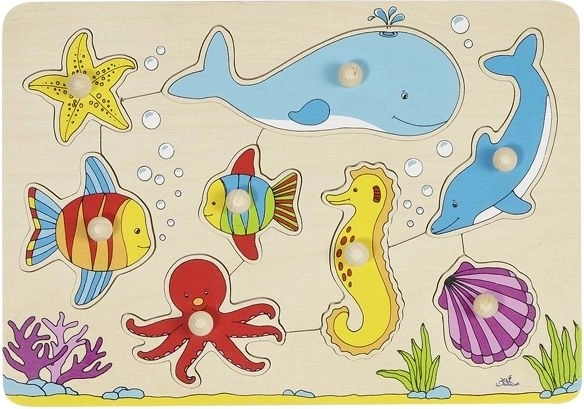 Puzzle in legno Goki con maniglie Mondo Sottomarino