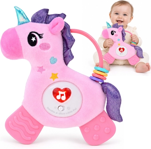 Gioco interattivo da appendere per bebè unicorno con massaggiagengive e 12 melodie